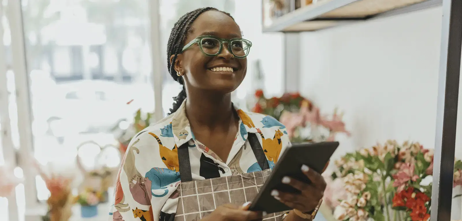 waitress holding a tablet