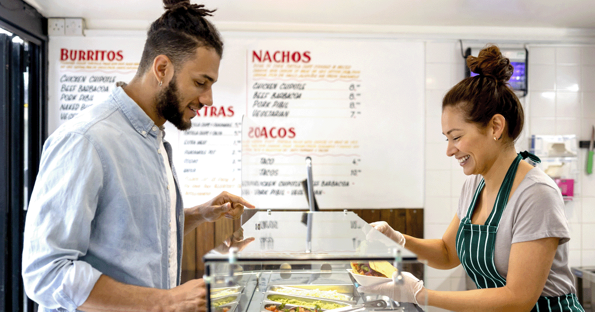 Man ordering food in a restaurant