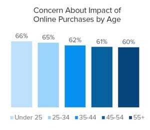 concern about sustainability of online purchases by age concern about sustainability of online purchases by age