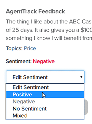 screenshot of AgentTrack feedback platform